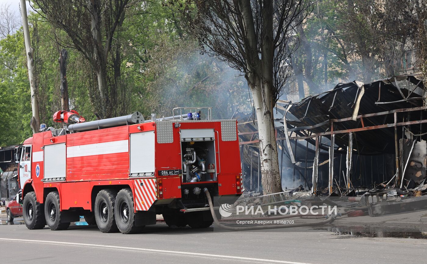 Последствия обстрела в Донецке