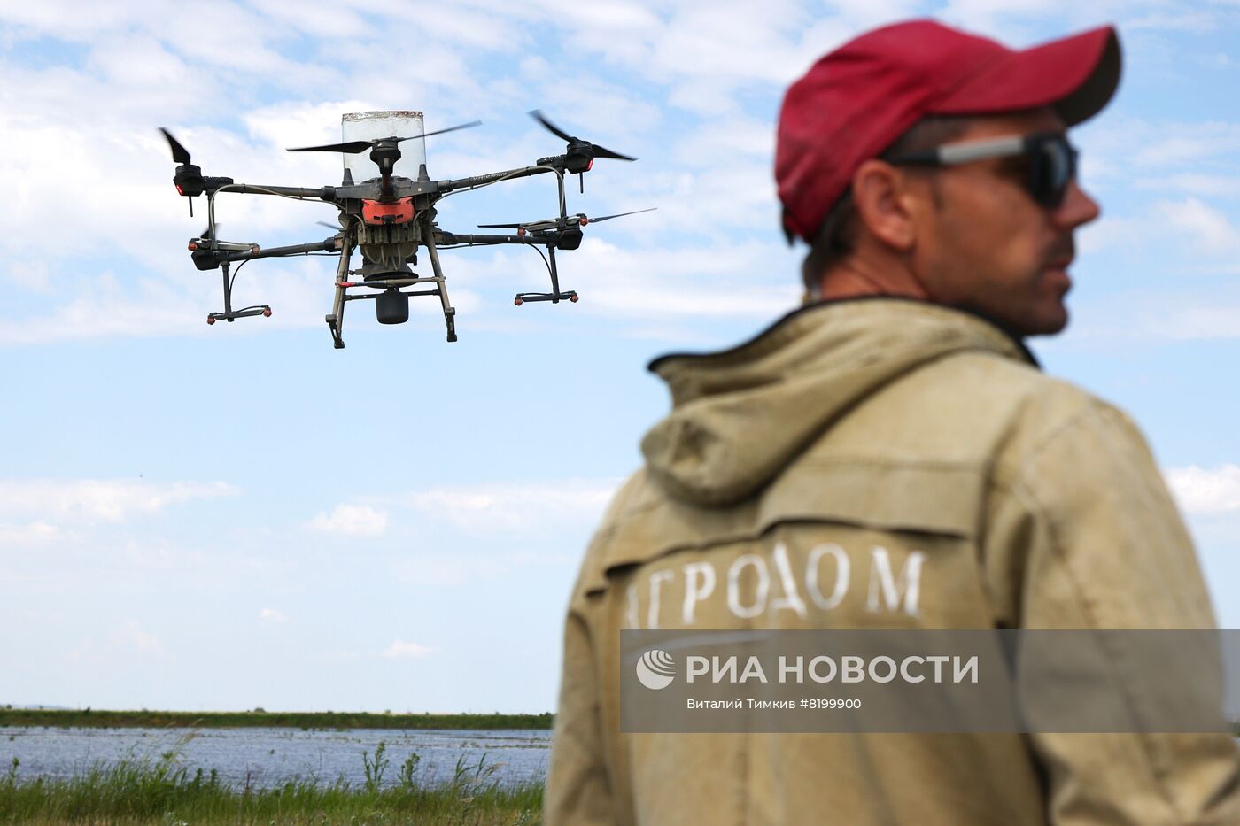 Сев риса при помощи дронов в Краснодарском крае