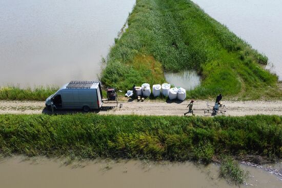 Сев риса при помощи дронов в Краснодарском крае