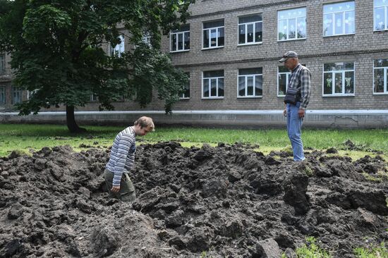 Последствия обстрела Донецка