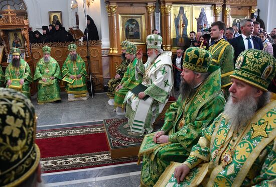 Патриарх Кирилл возглавил богослужение в Свято-Ефросиниевском монастыре в Полоцке