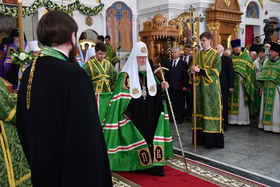 Патриарх Кирилл возглавил богослужение в Свято-Ефросиниевском монастыре в Полоцке