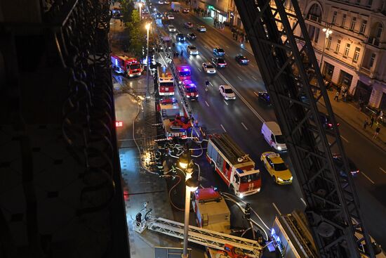 Пожар в центре Москвы 