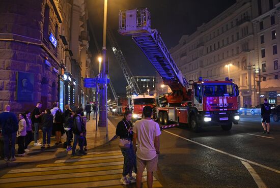 Пожар в центре Москвы 