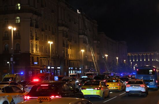 Пожар в центре Москвы 