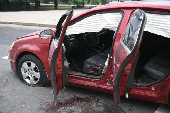 Последствия обстрела в Донецке