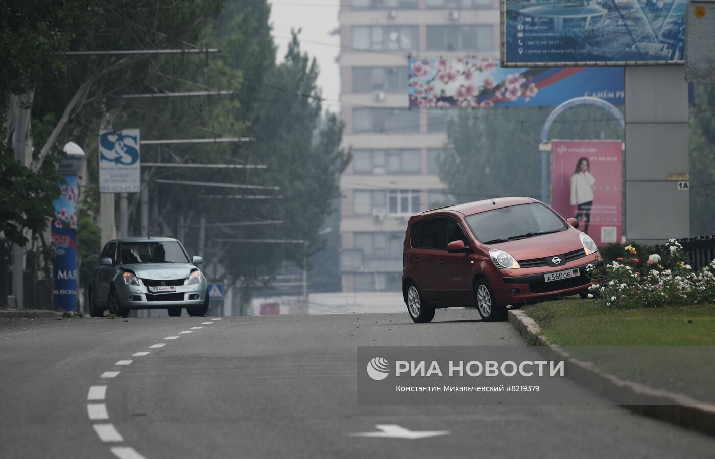 Последствия обстрела в Донецке