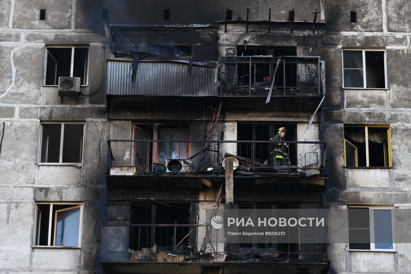 Последствия пожара в жилом доме на востоке Москвы