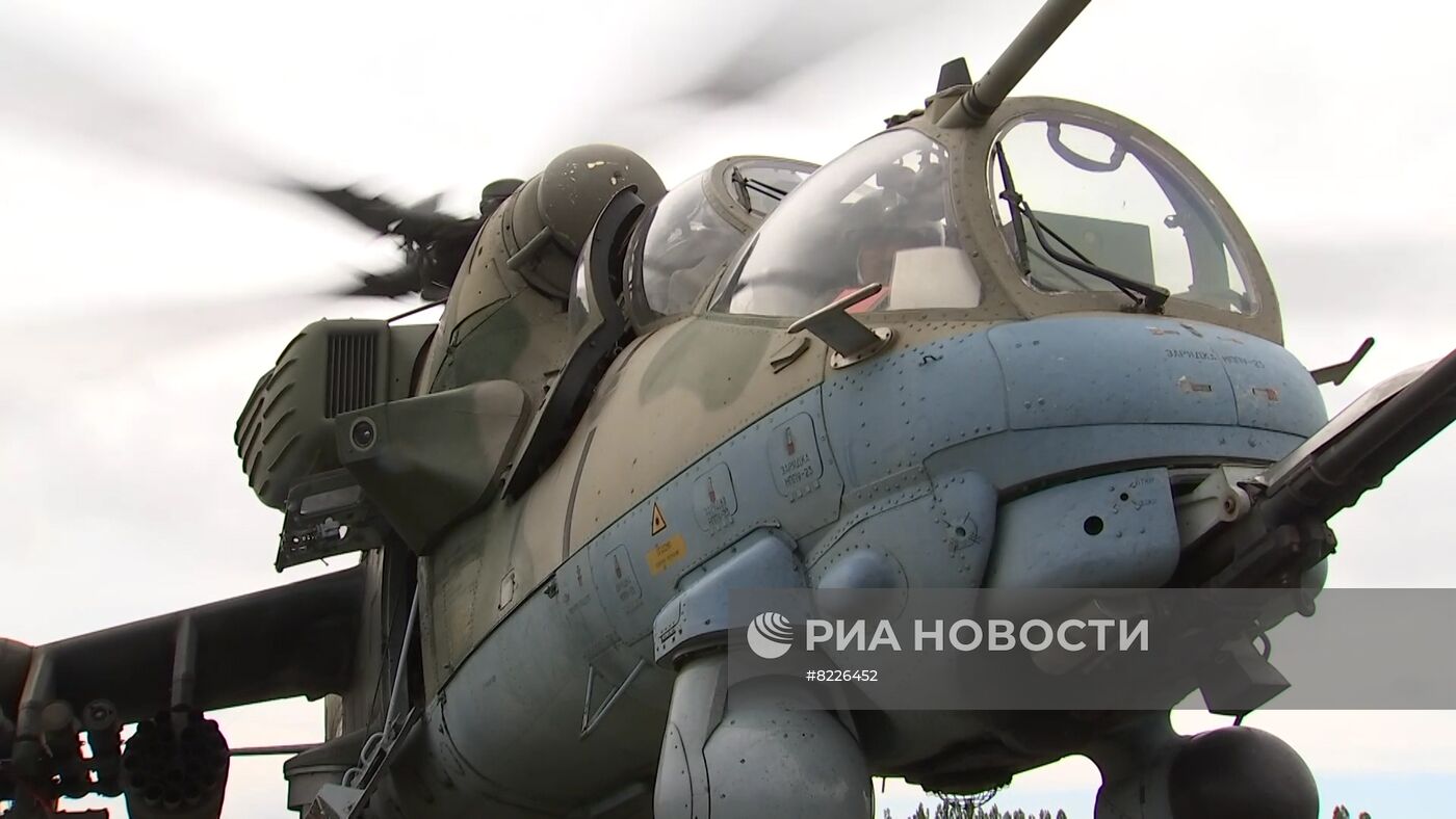 Боевая работа вертолетов Ми-35 в ходе специальной военной операции