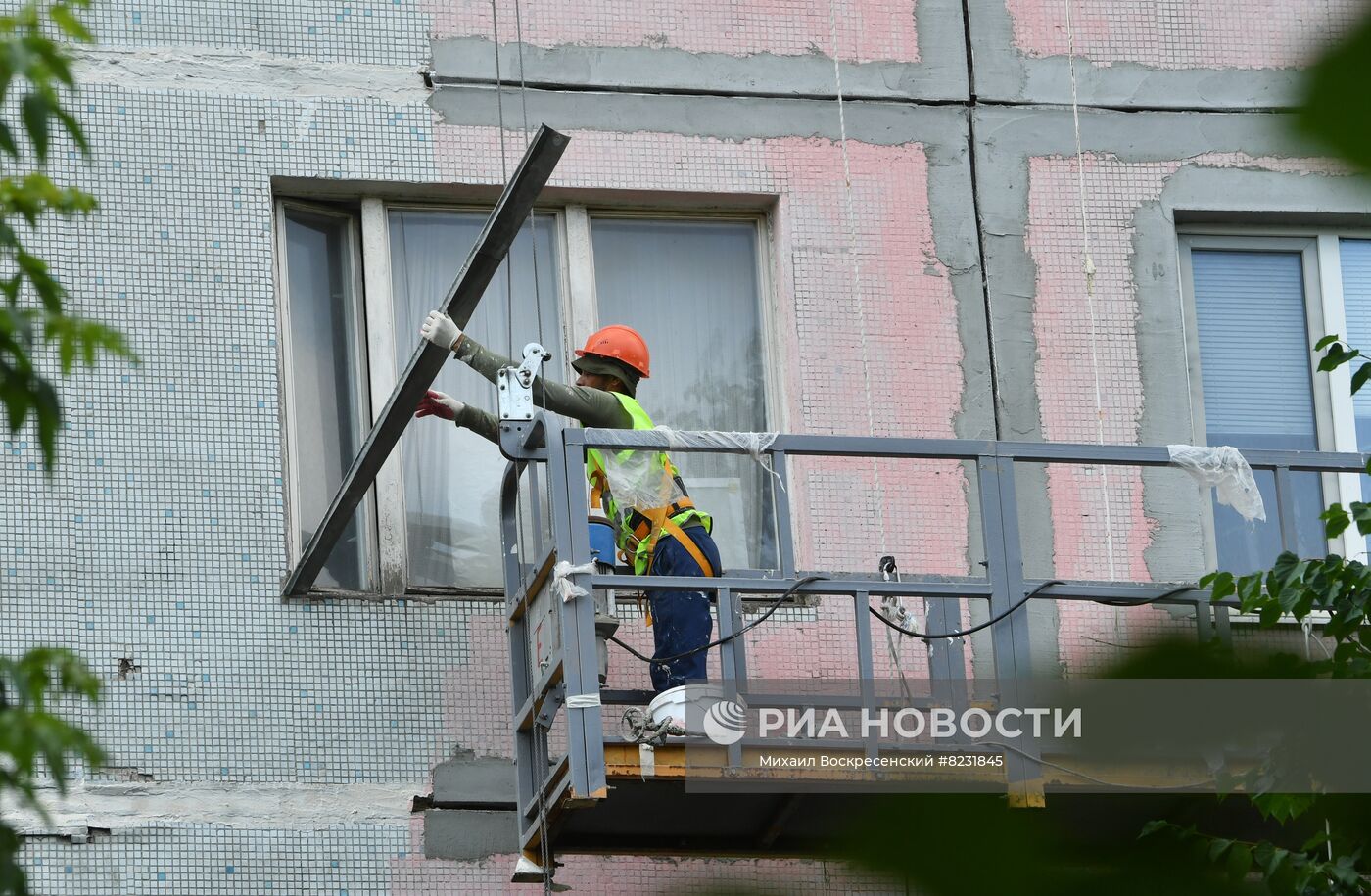 Восстановление фасада одного из самых длинных жилых домов Москвы