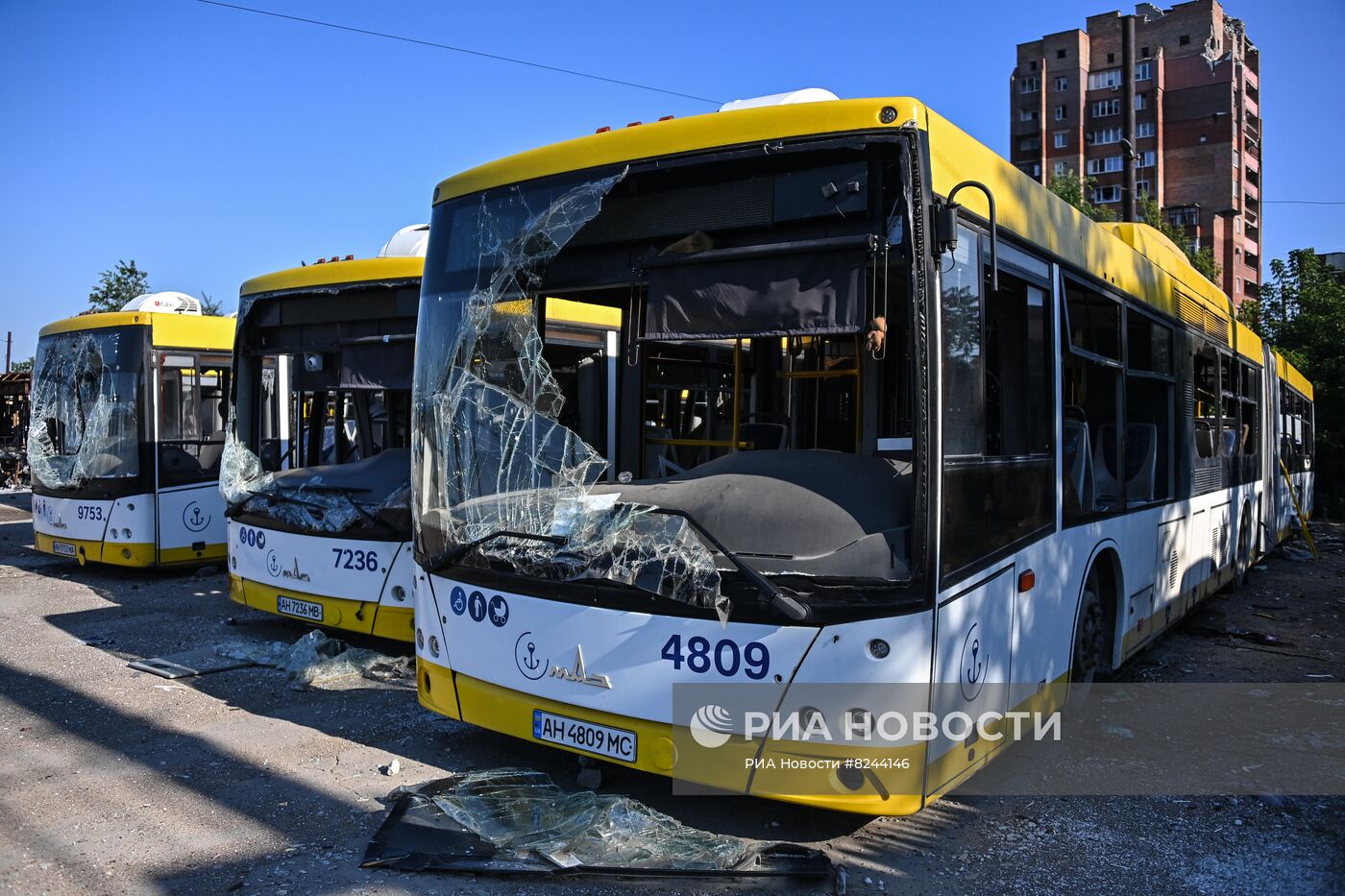 Работа транспорта в Мариуполе