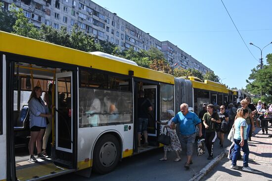 Работа транспорта в Мариуполе