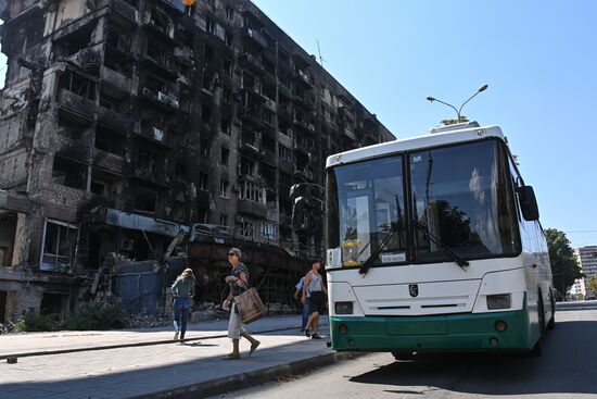 Работа транспорта в Мариуполе