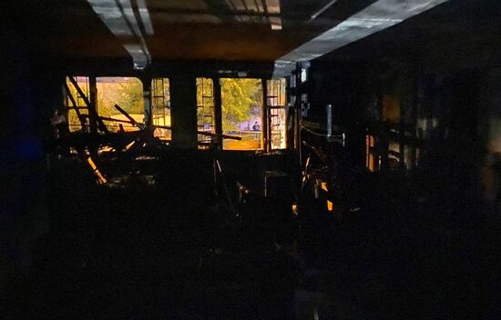 Последствия пожара в хостеле на юго-востоке Москвы  