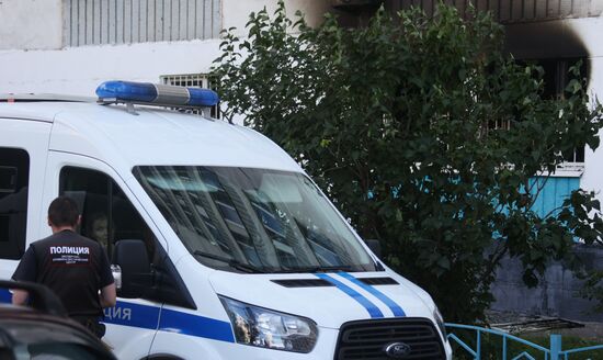 Последствия пожара в хостеле на юго-востоке Москвы  