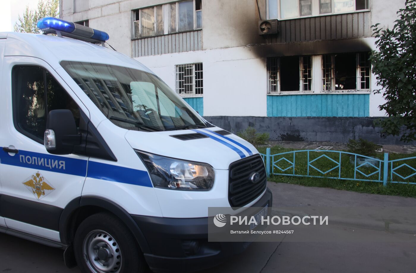 Последствия пожара в хостеле на юго-востоке Москвы  