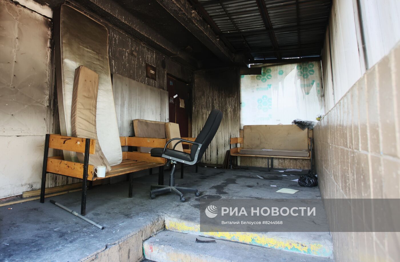 Последствия пожара в хостеле на юго-востоке Москвы
