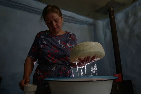 Производство домашнего сыра в горах Северной Осетии