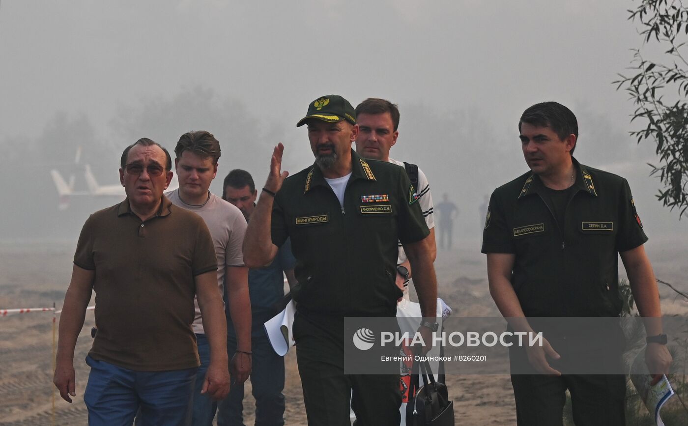 Вице-премьер Д. Григоренко, глава МЧС А. Куренков и мэр Москвы С. Собянин посетили регионы, страдающие от пожаров