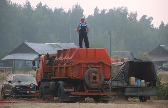 Тушение пожаров в Рязанской области 