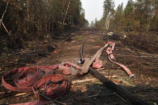 Тушение пожаров в Рязанской области