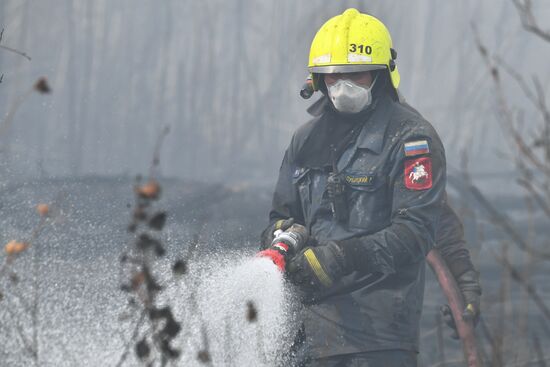 Тушение пожаров в Рязанской области