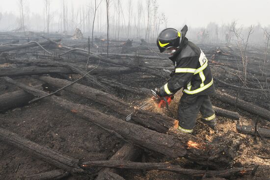 Тушение пожаров в Рязанской области