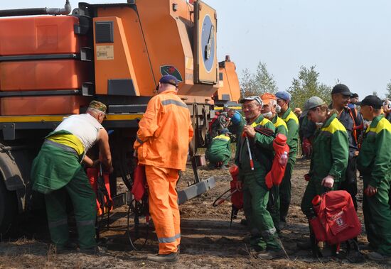 Тушение пожаров в Рязанской области