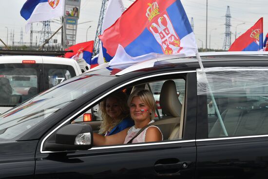 Автопробег в поддержку Сербии в Москве