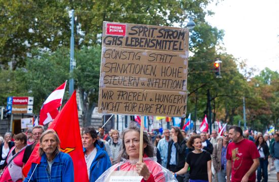 Акция протеста против инфляции в Вене