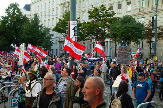 Акция протеста против инфляции в Вене