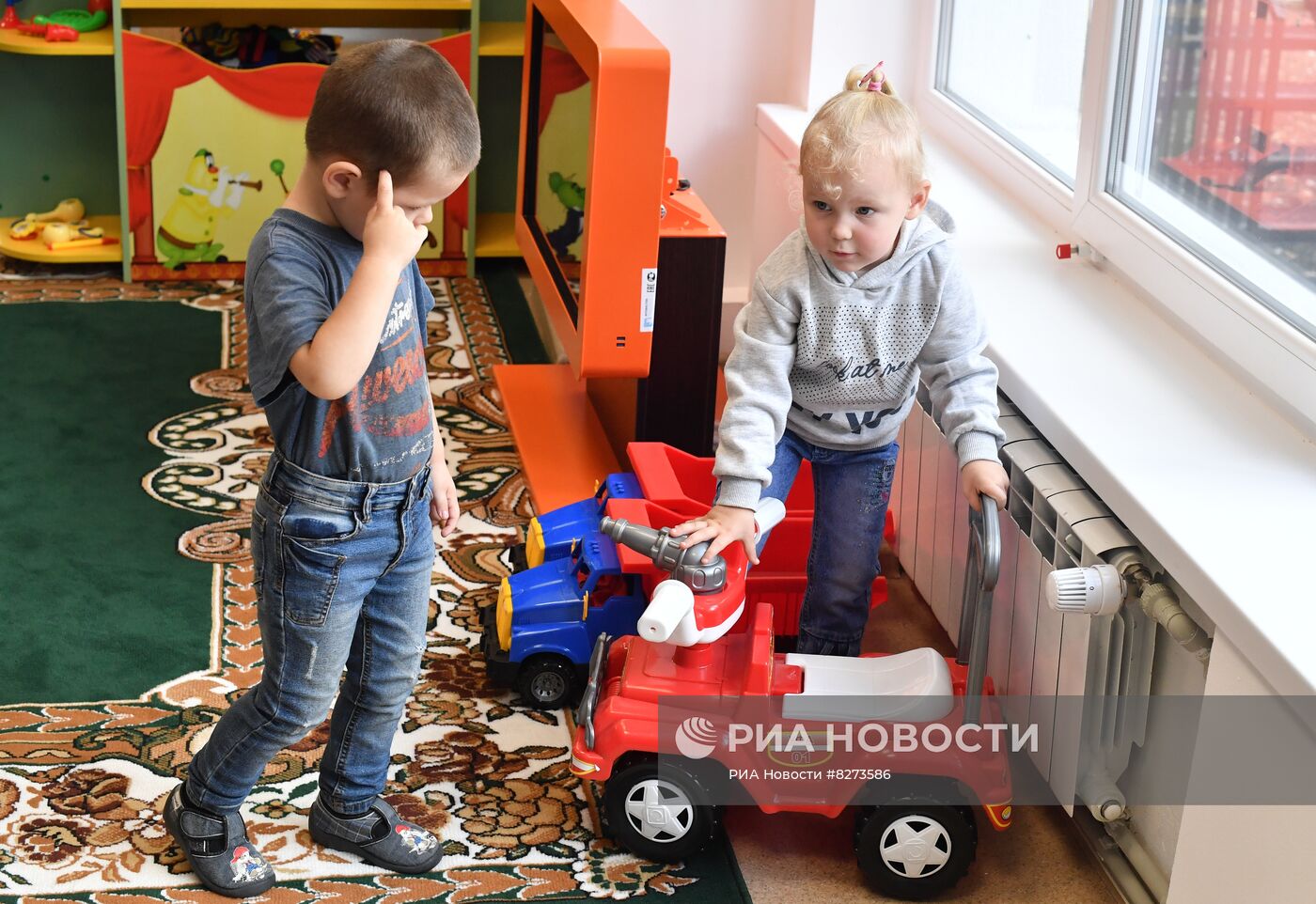 Открытие восстановленного тульскими строителями детсада в Мариуполе