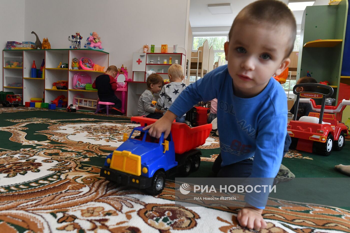 Открытие восстановленного тульскими строителями детсада в Мариуполе