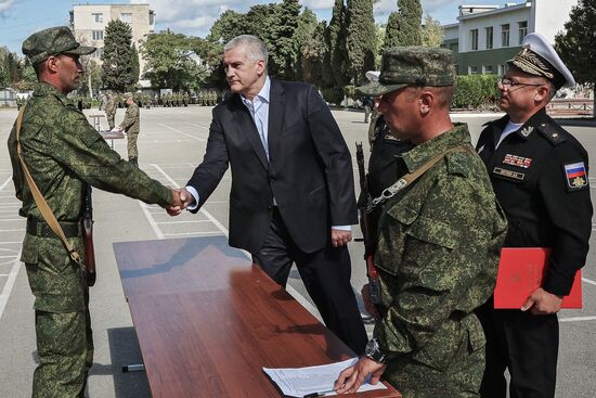 Принятие присяги призванными в рамках частичной мобилизации в Крыму