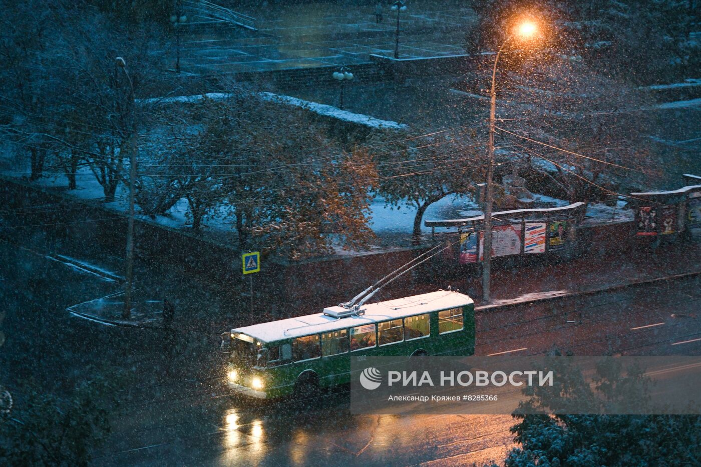 Первый снег в Новосибирске