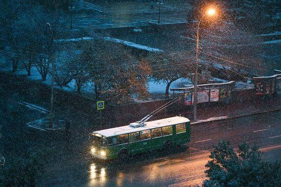 Первый снег в Новосибирске