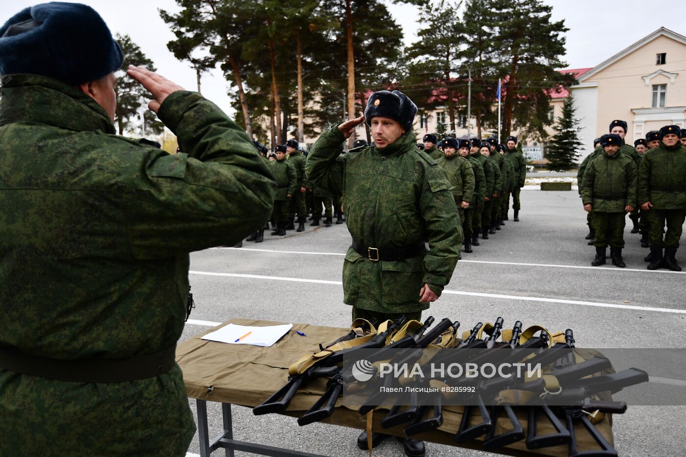 Подготовка мобилизованных перед отправкой в войска