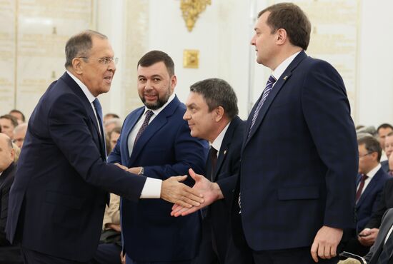 Церемония подписания договоров о вхождении в РФ ДНР, ЛНР, Запорожской и Херсонской областей состоялась в Кремле