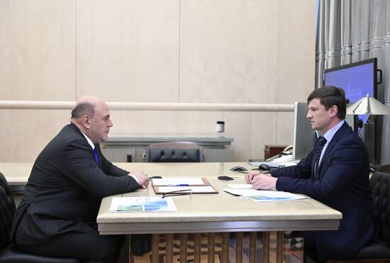 Премьер-министр РФ М. Мишустин встретился с главой Роскадастра В. Ждановым