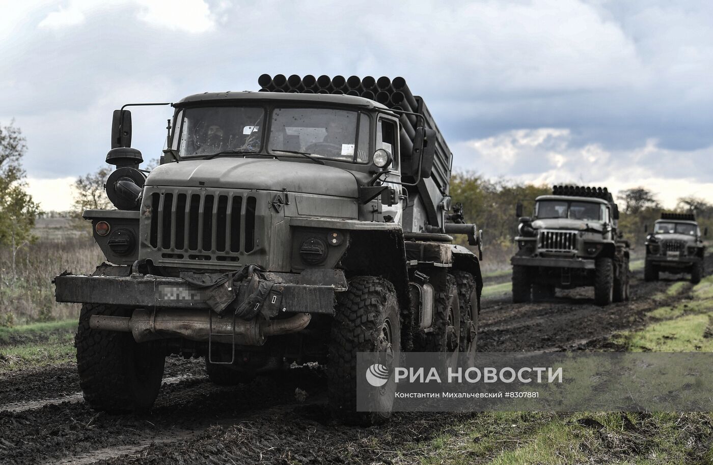 Работа подразделения РСЗО в Запорожской области
