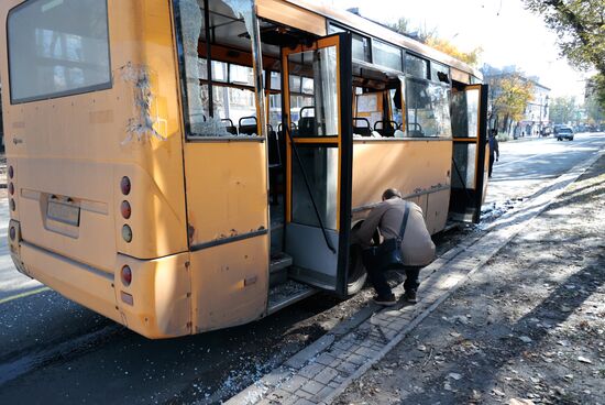 Последствия обстрела Донецка