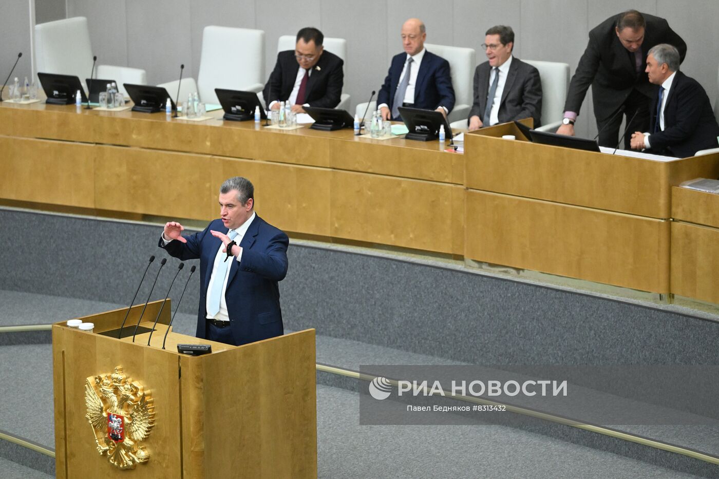 Председатель комитета Госдумы РФ по международным делам, руководитель фракции ЛДПР Леонид Слуцкий выступает на пленарном заседании Государственной Думы РФ. Место: Россия, Москва. Автор: Павел Бедняков/РИА Новости. Пленарное заседание Госдумы РФ
