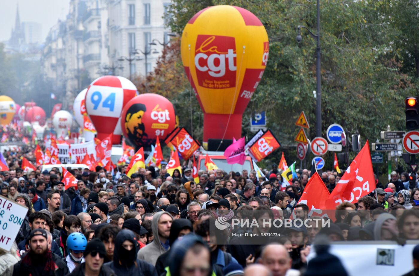 Акция протеста профсоюзов во Франции