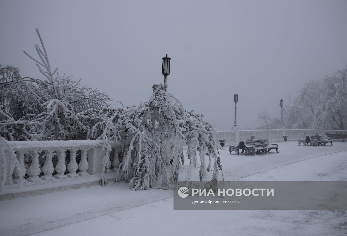 Обледенение деревьев в Ставропольском крае