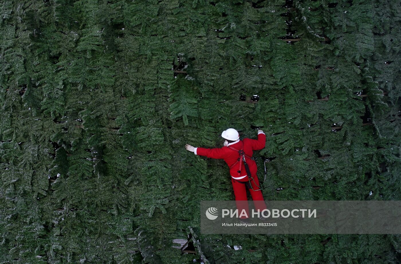 В Красноярске начался монтаж главной городской елки