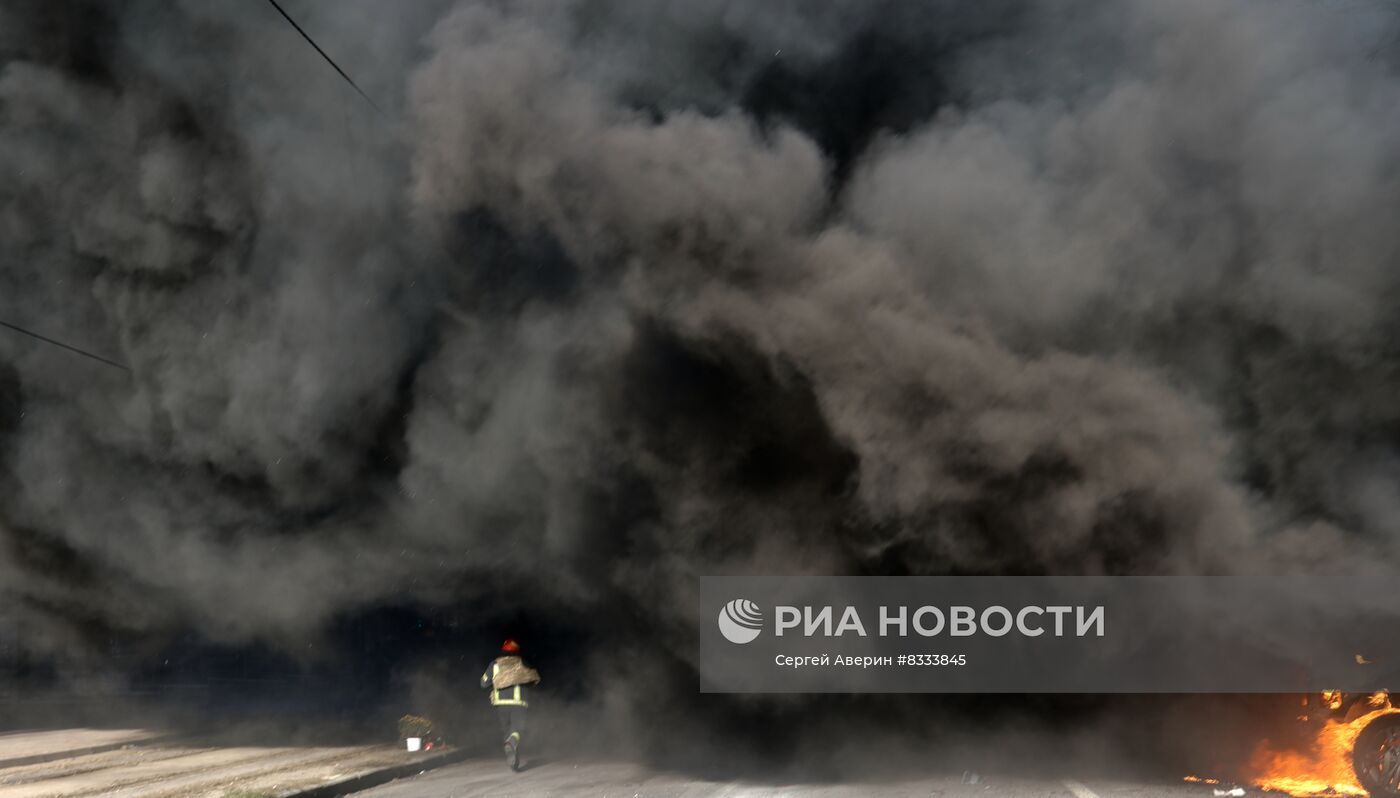 Последствия обстрела Донецка