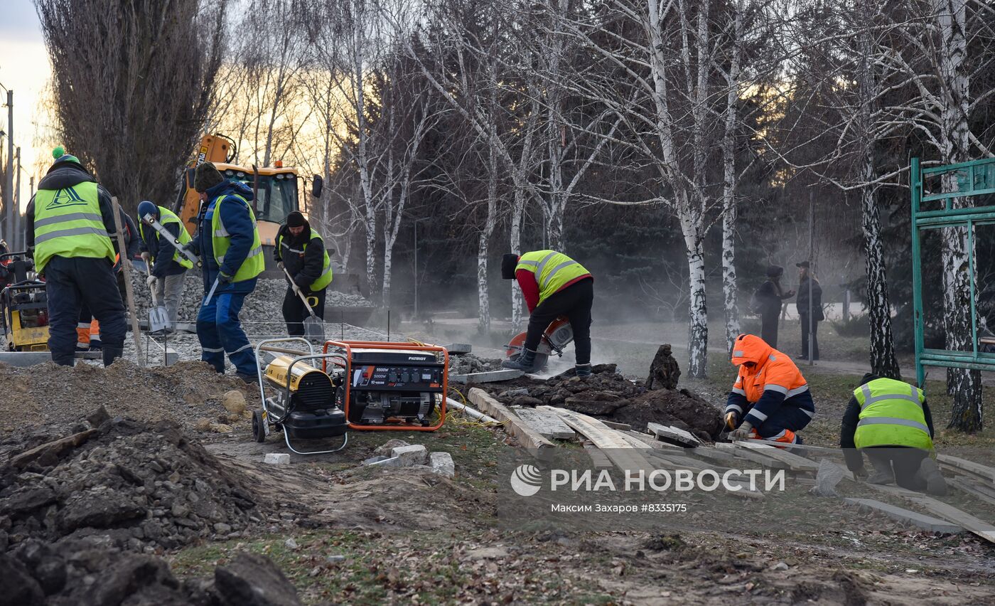 Ремонт автомагистрали в ЛНР