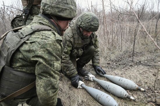 Работа минометного расчета на Запорожском направлении