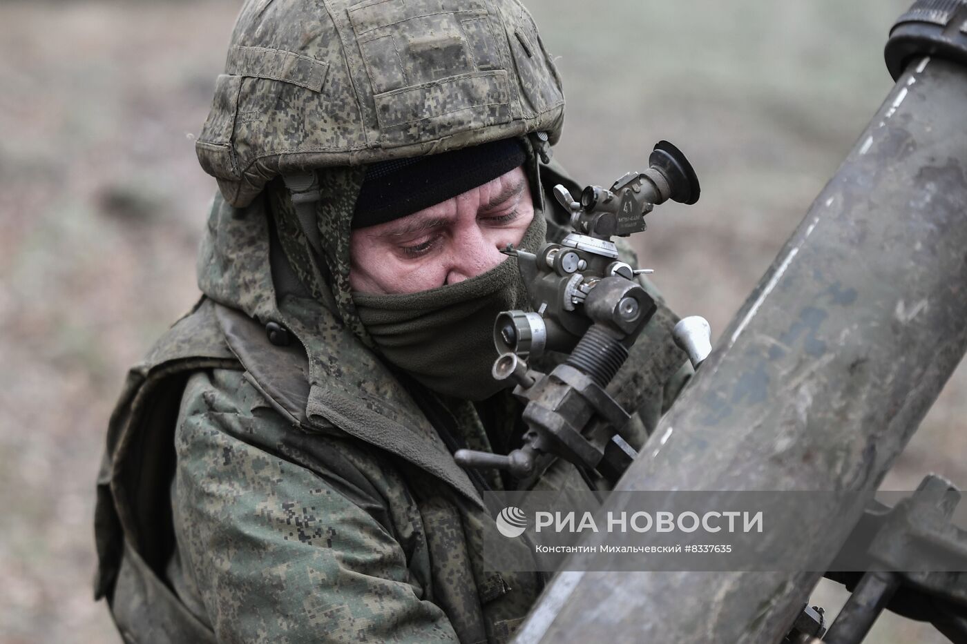 Работа минометного расчета на Запорожском направлении