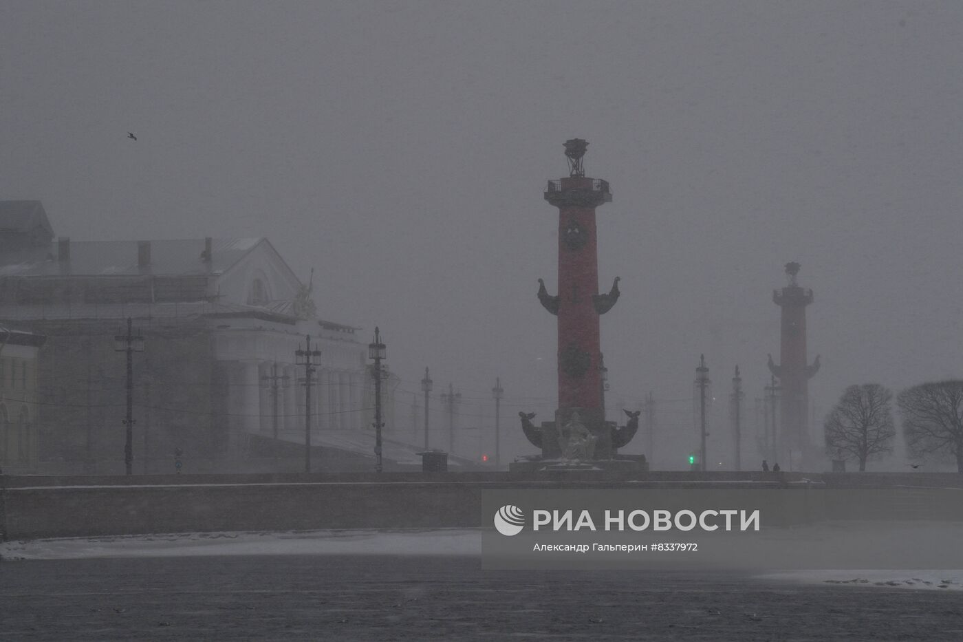 Южный циклон принес в Санкт-Петербург снежный шторм